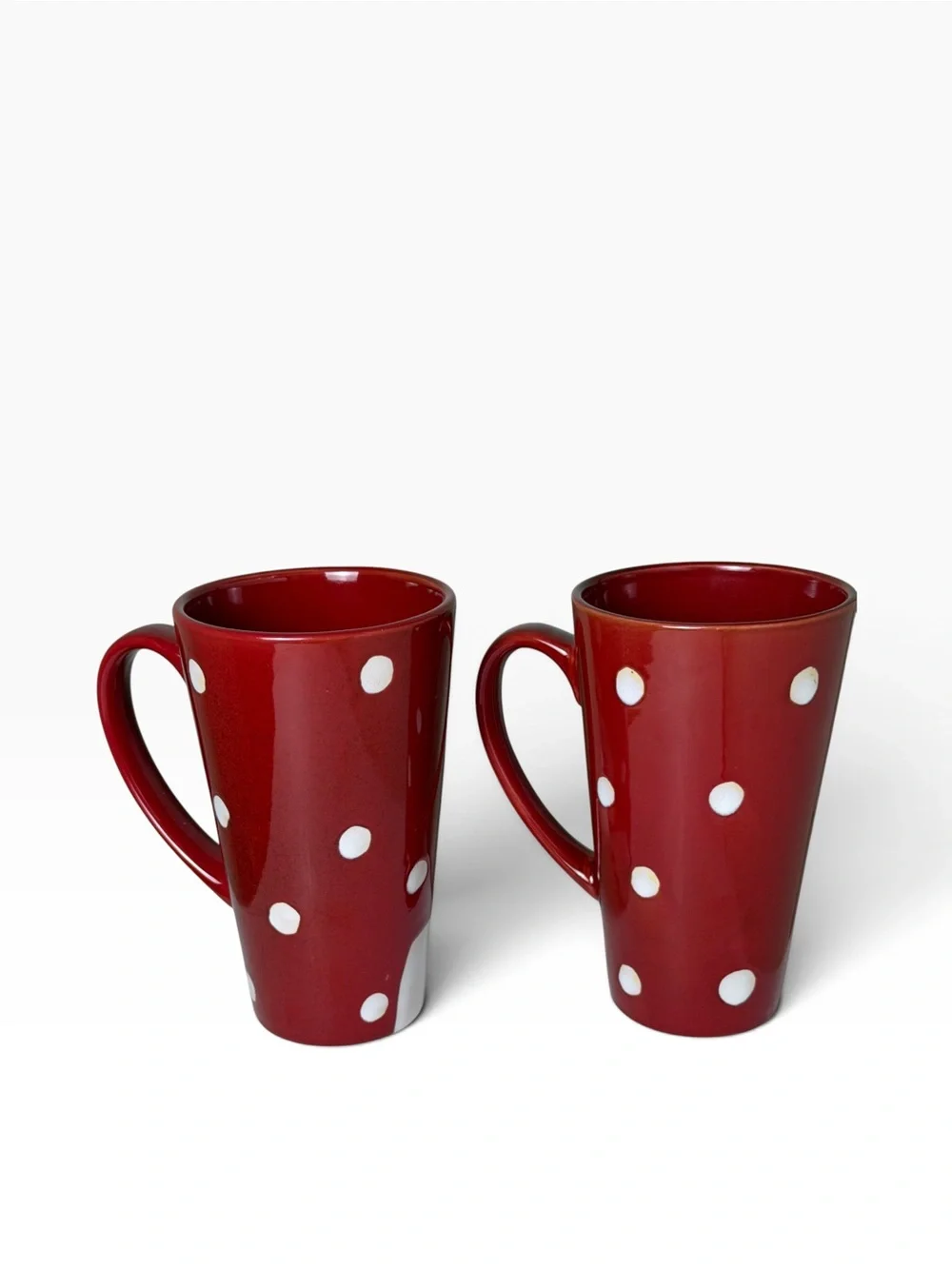 Pier 1 Snowman Christmas Mugs Set of 3 Hand Painted Red Holiday Stoneware